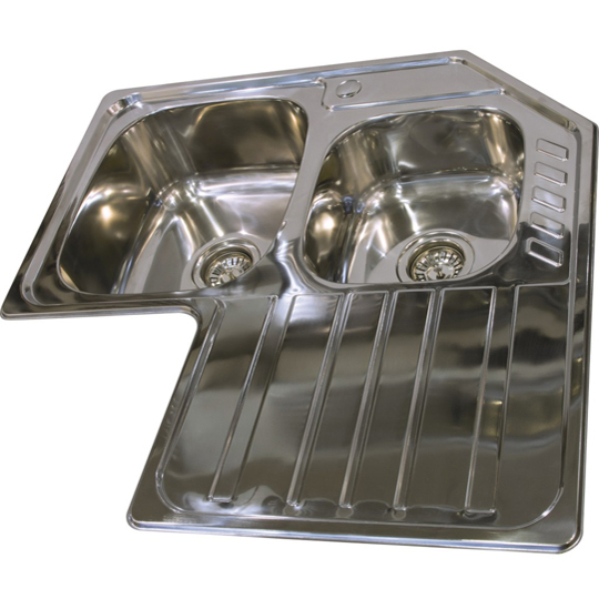 Northern Sink Supplies Double Bowl Single Drainer Corner Sink GFS0025