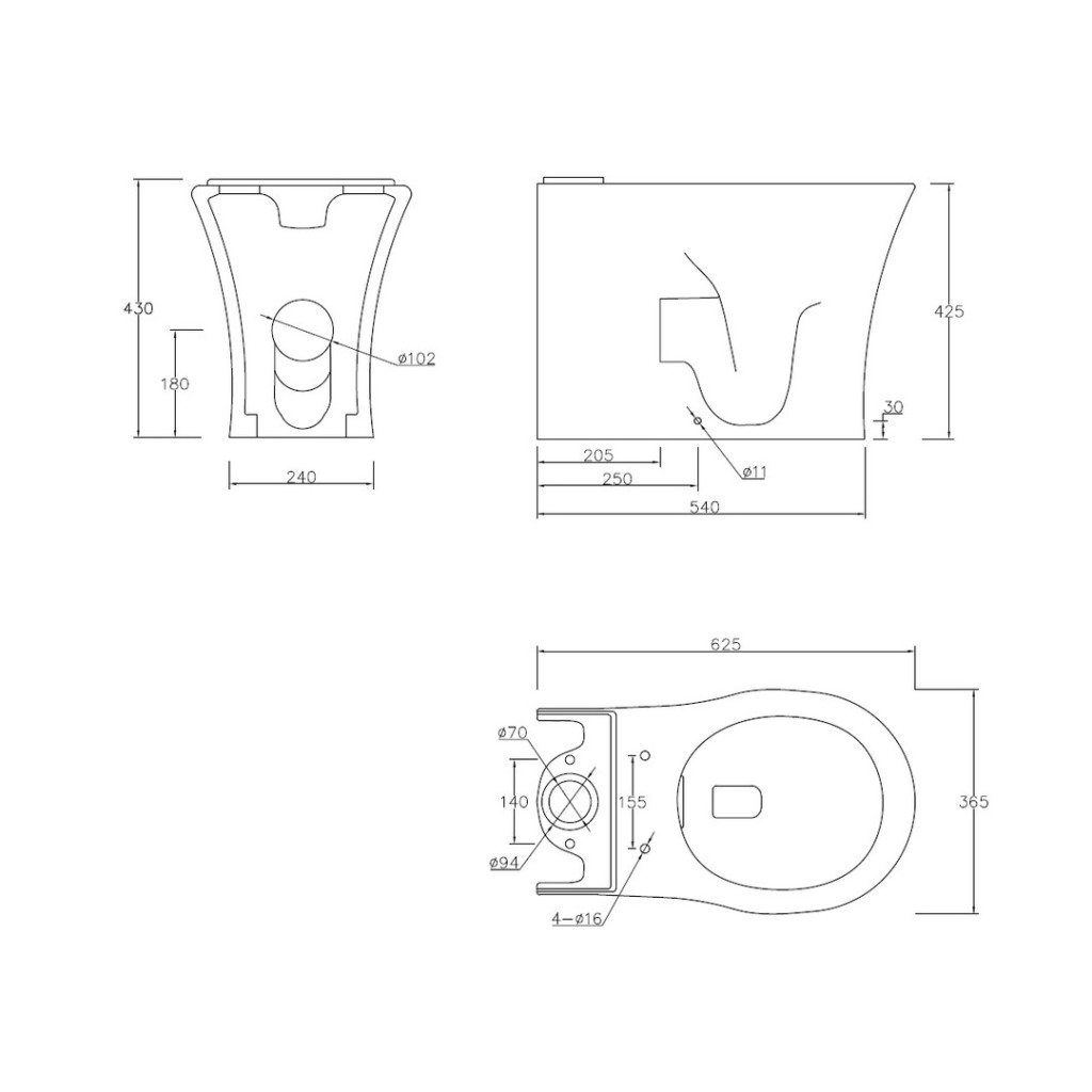 Back to Wall Rimless Close Coupled WC with Soft Closing Seat