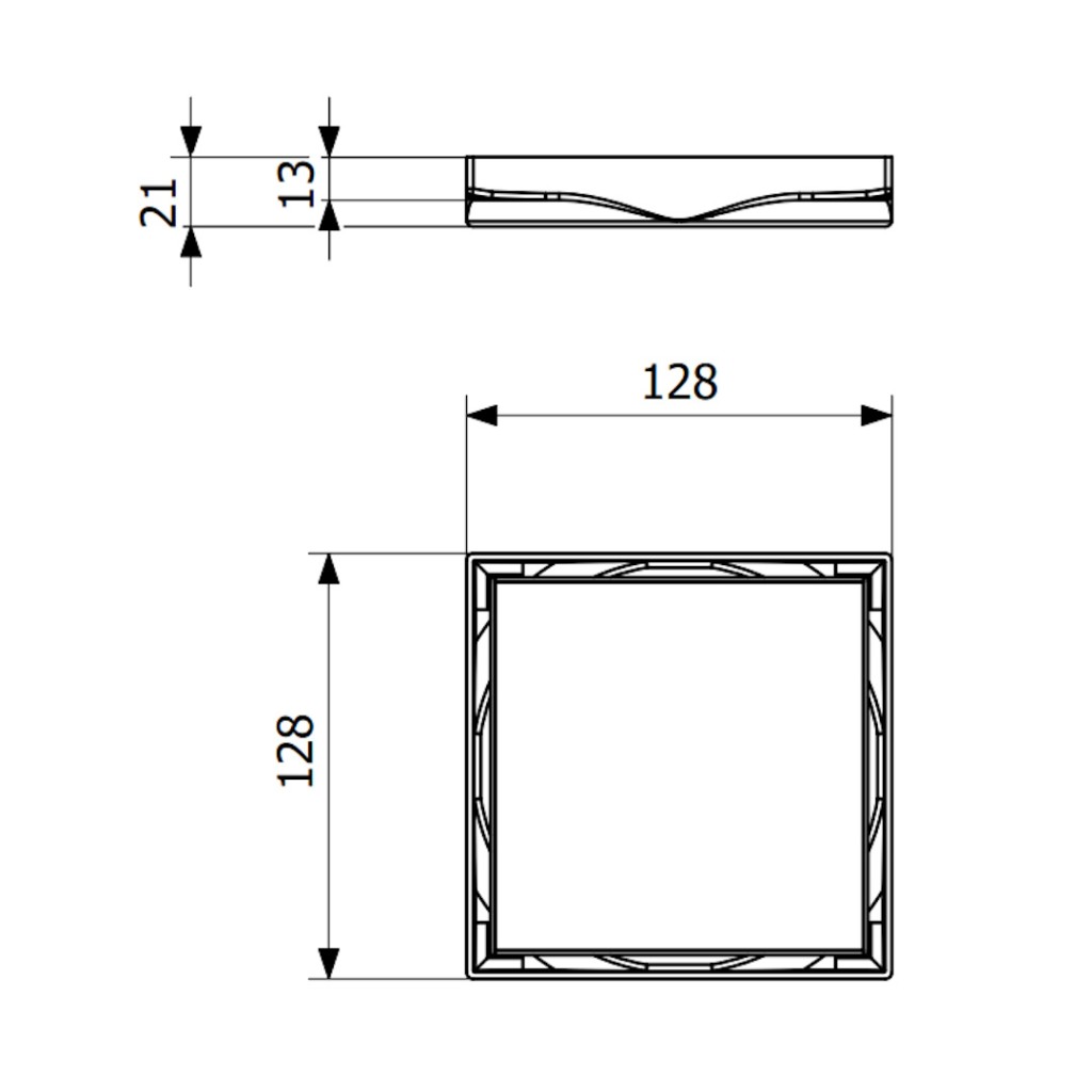 Purus Tile Adapter Frame with Stainless Steel Twist Grate 130mm 52729