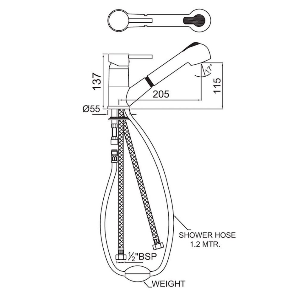 Jaquar Florentine Mono Kitchen Sink Mixer with Pull-out Handspray FLR-CHR-5177B