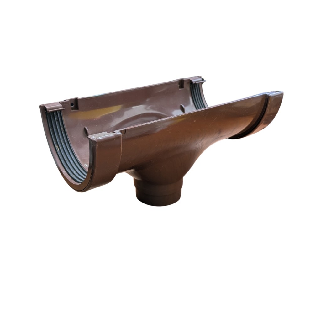 Osma PVC-U Superline Gutter Running Outlet 125mm Brown 5T508N