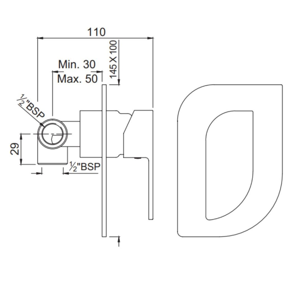 Jaqaur Alive Thermostatic Concealed Single Lever In Wall Manual Spout Valve ALI-CHR-85229