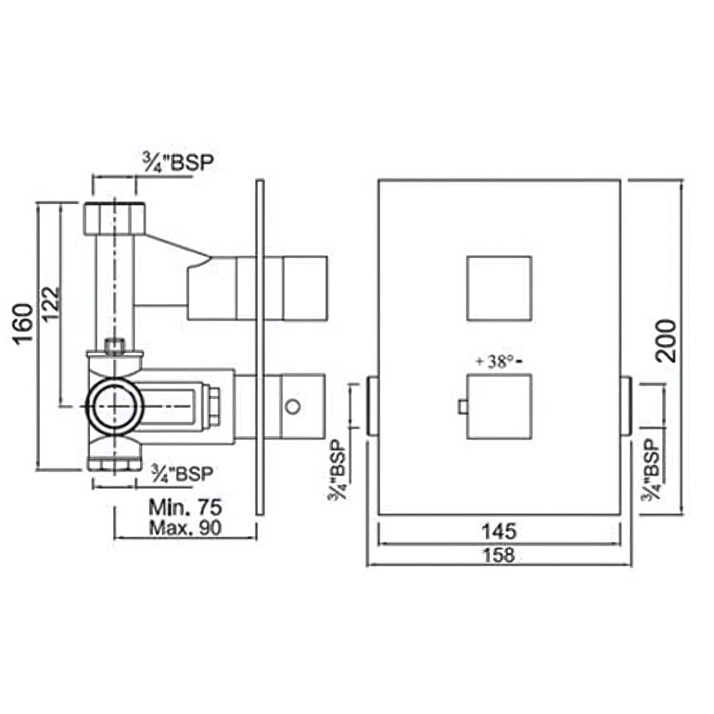 Jaquar Kubix-F Concealed Thermostatic In-Wall Shower Valve 35651F