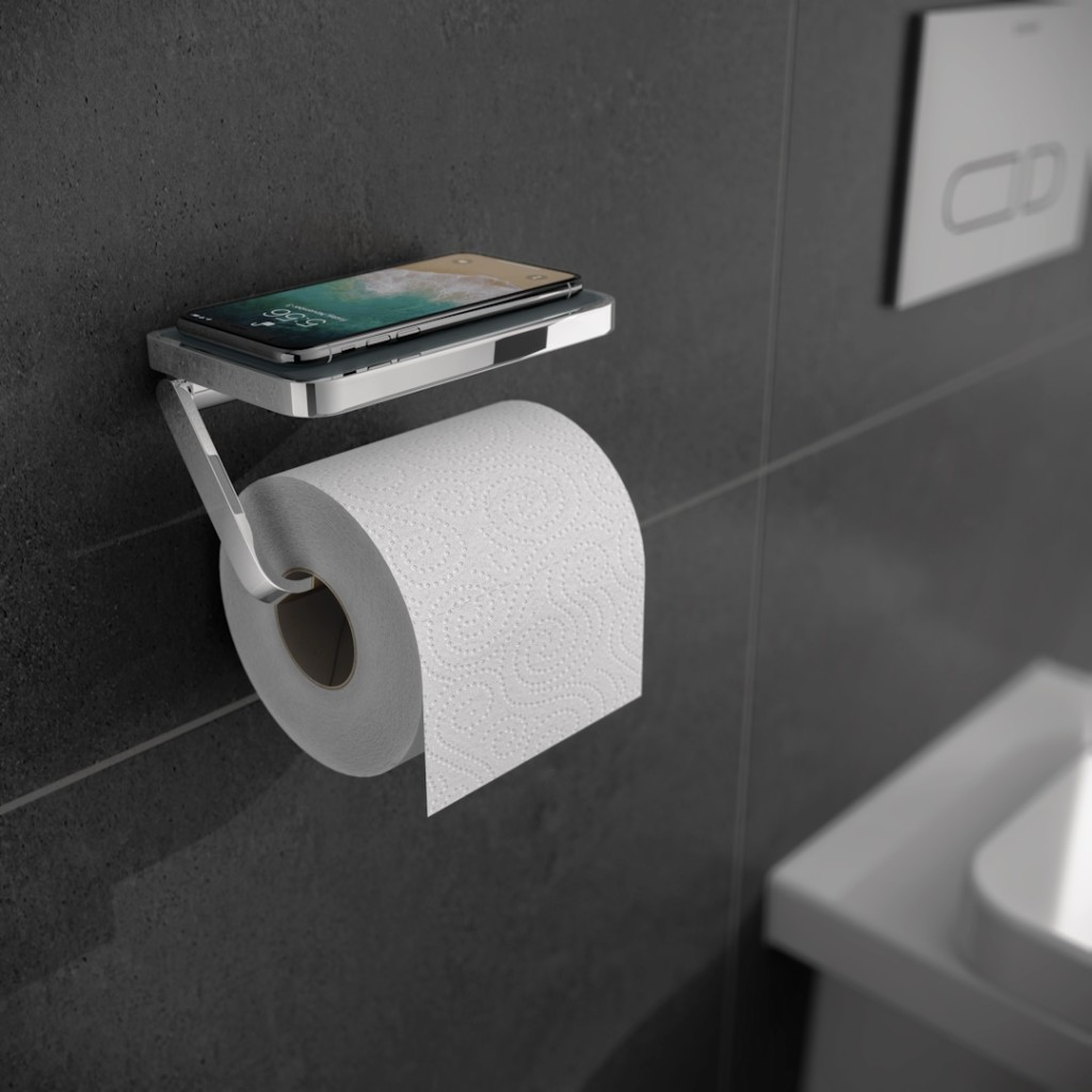 HiB Toilet Roll Holder with Shelf and Anti-Slip Mat ACTRHCH01