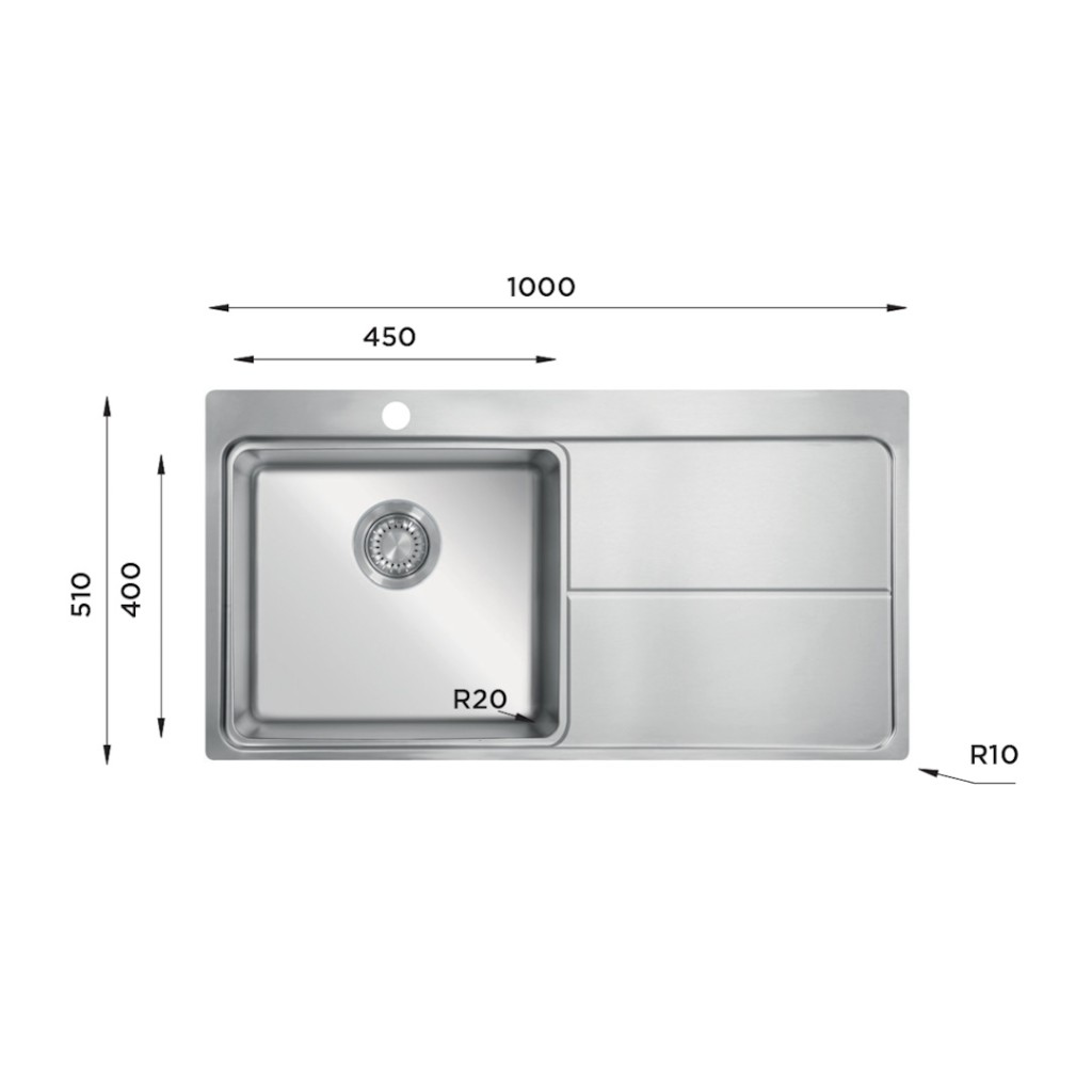 Ukinox Micro Master Series Inset Stainless Steel Kitchen Sink MM 1000 510