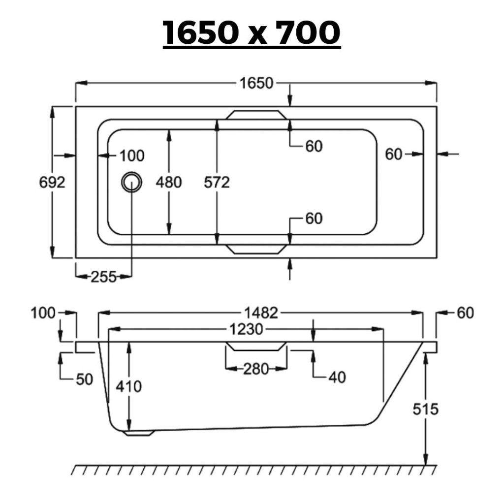 Carron Quantum Integra Twin Grip Single Ended Bath