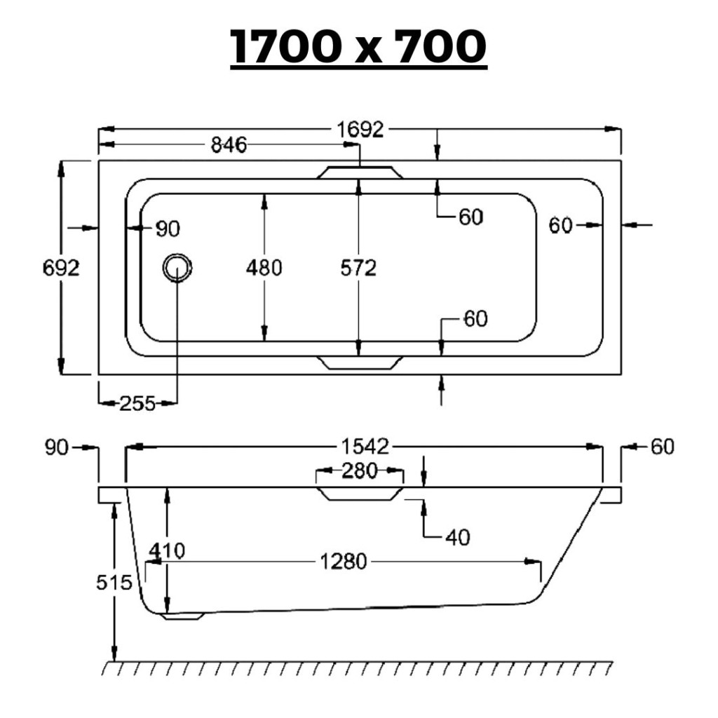 Carron Quantum Integra Twin Grip Single Ended Bath