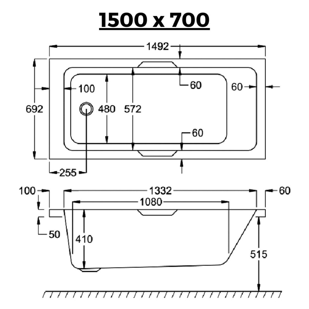 Carron Quantum Integra Twin Grip Single Ended Bath