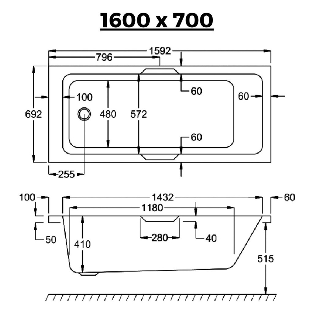 Carron Quantum Integra Twin Grip Single Ended Bath