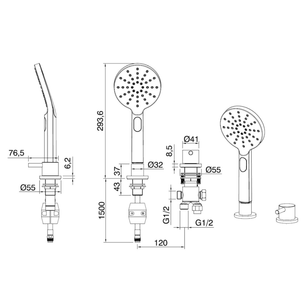 Sagittarius Ergo Lever 2 Way Diverter and Bath Mount Handset EL-146-C
