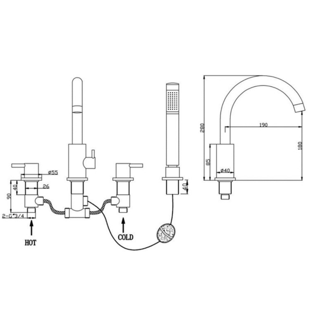 Sagittarius Ergo Lever 4 Hole Bath Shower EL-114-C