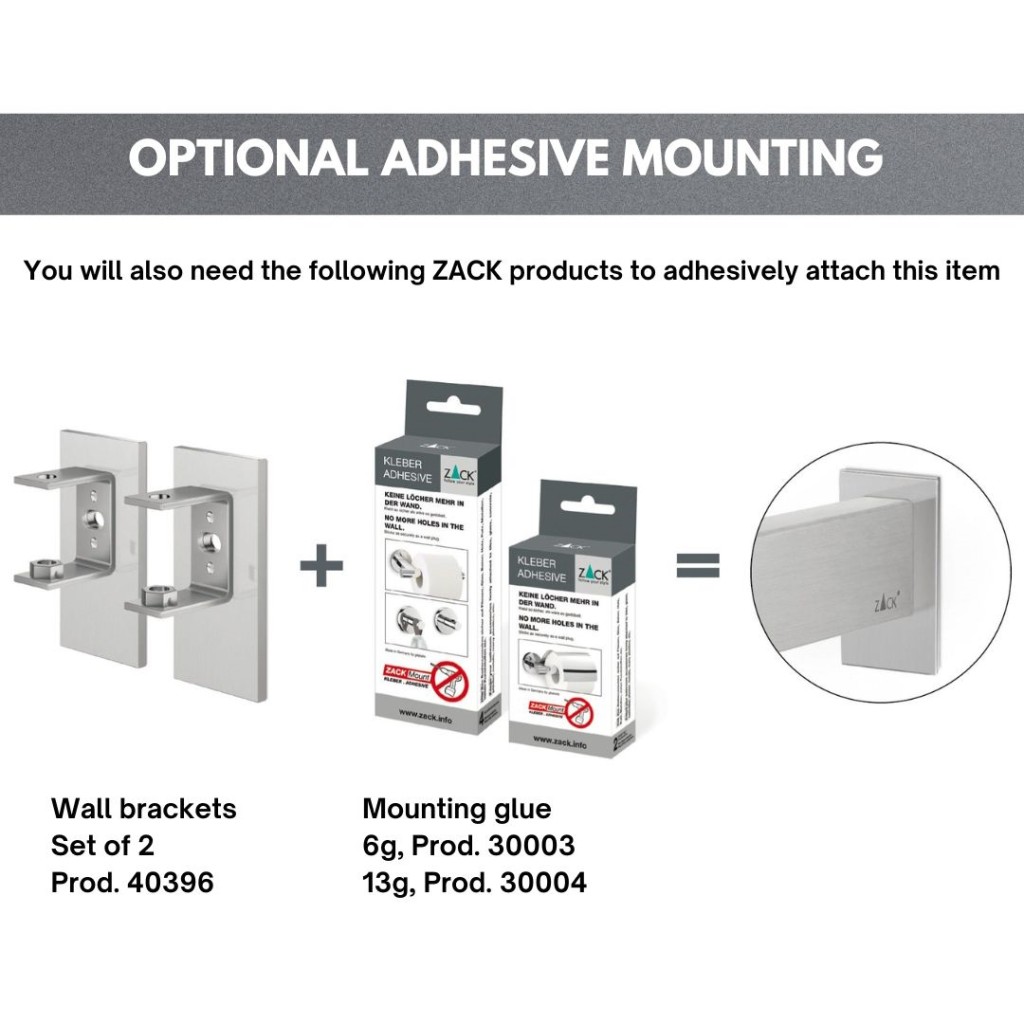 Zack Linea Towel Hook Rail Wall Mounted 40035 40389