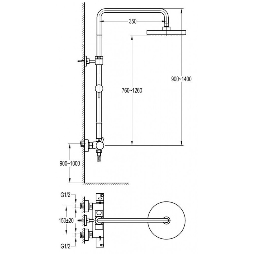 Flova Levo Thermostatic Exposed Shower Set LVTSKIT-19
