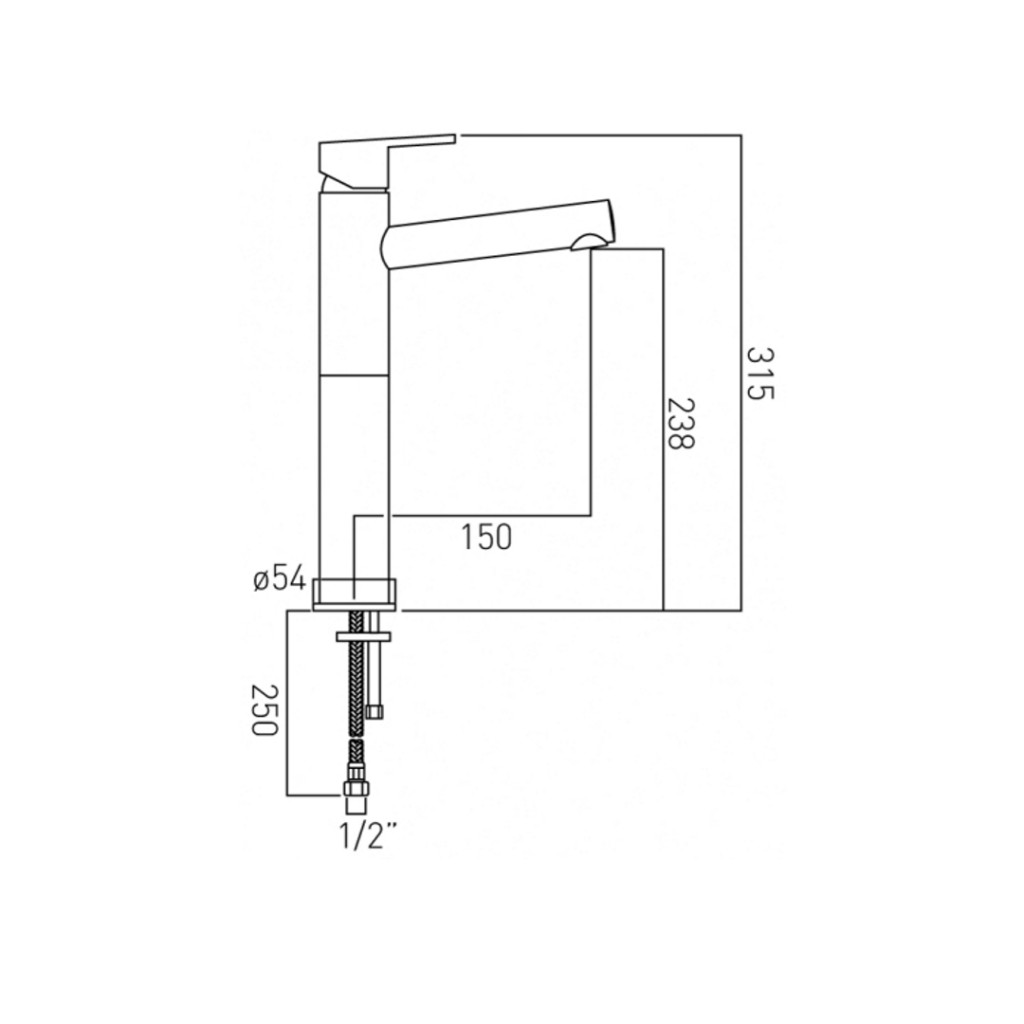 Vado Sense Extended Mono Basin Mixer With Pop Up Waste SEN-100EF/SB-C/P
