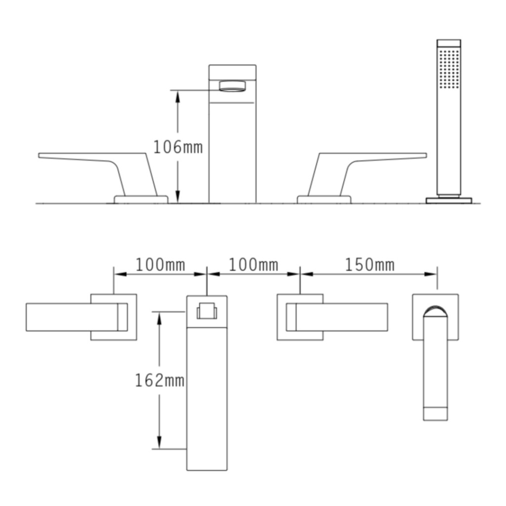 Tre Mercati Wilde 4 Hole Bath Shower Mixer 47057