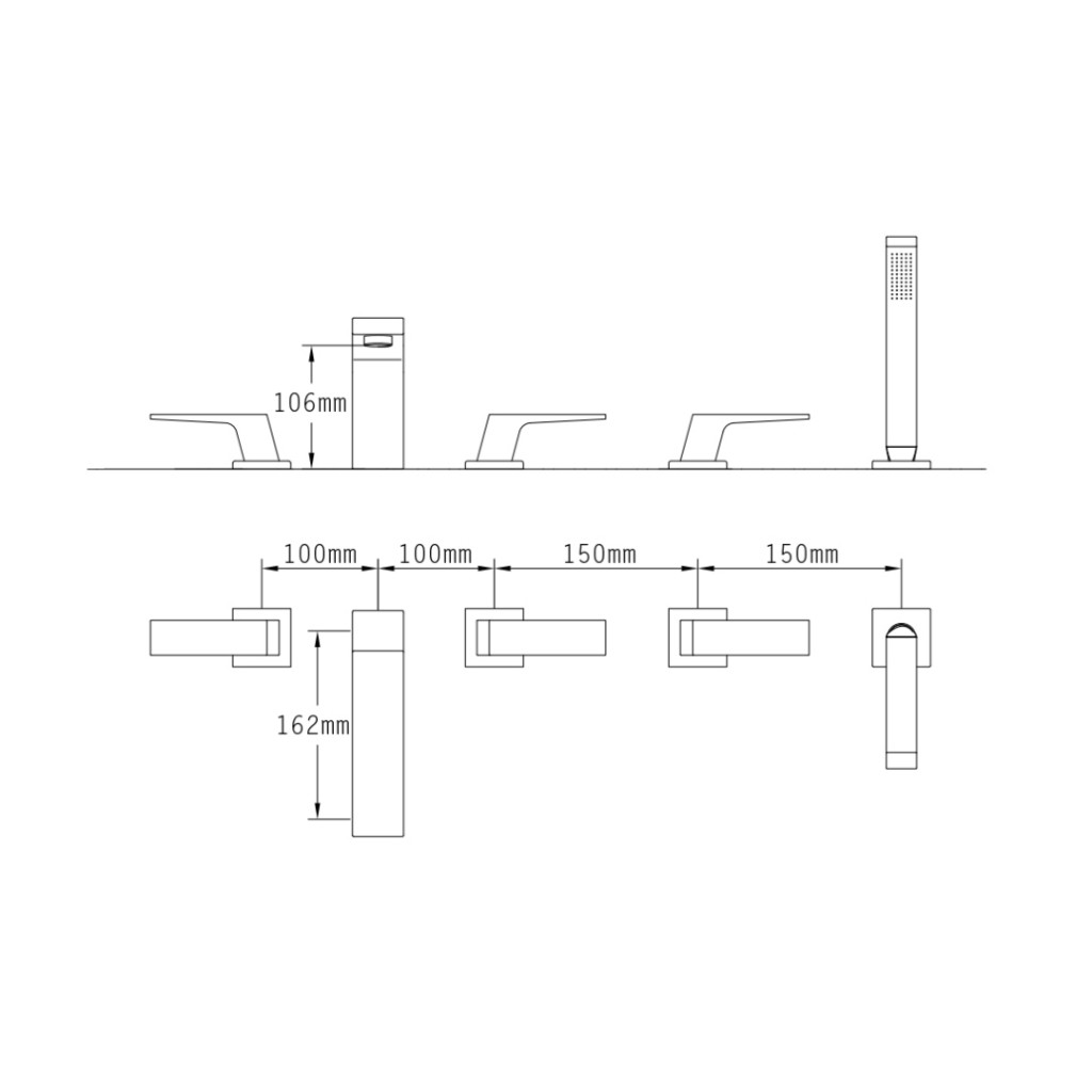 Tre Mercati Wilde 5 Hole Bath Shower Mixer 47058