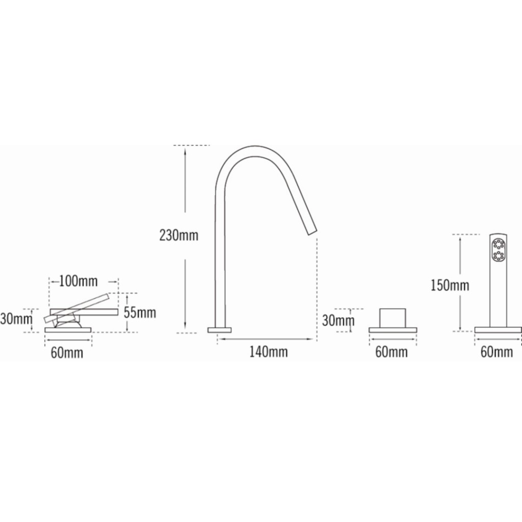 Tre Mercati Coast 4 Hole Bath Shower Mixer 40060
