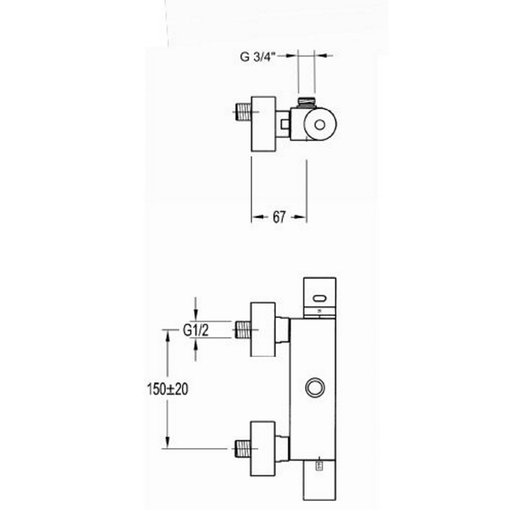 Siadaw Montana Thermostatic Bar Shower Valve Top Outlet 100506