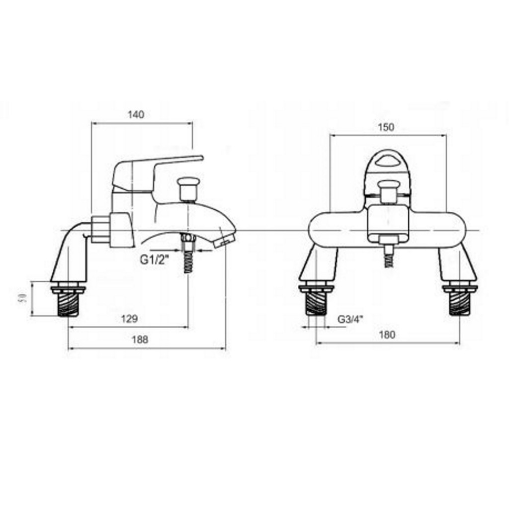 Siadaw Montana Bath Shower Mixer Complete With Deck Mounting Pillars And Kit 100502