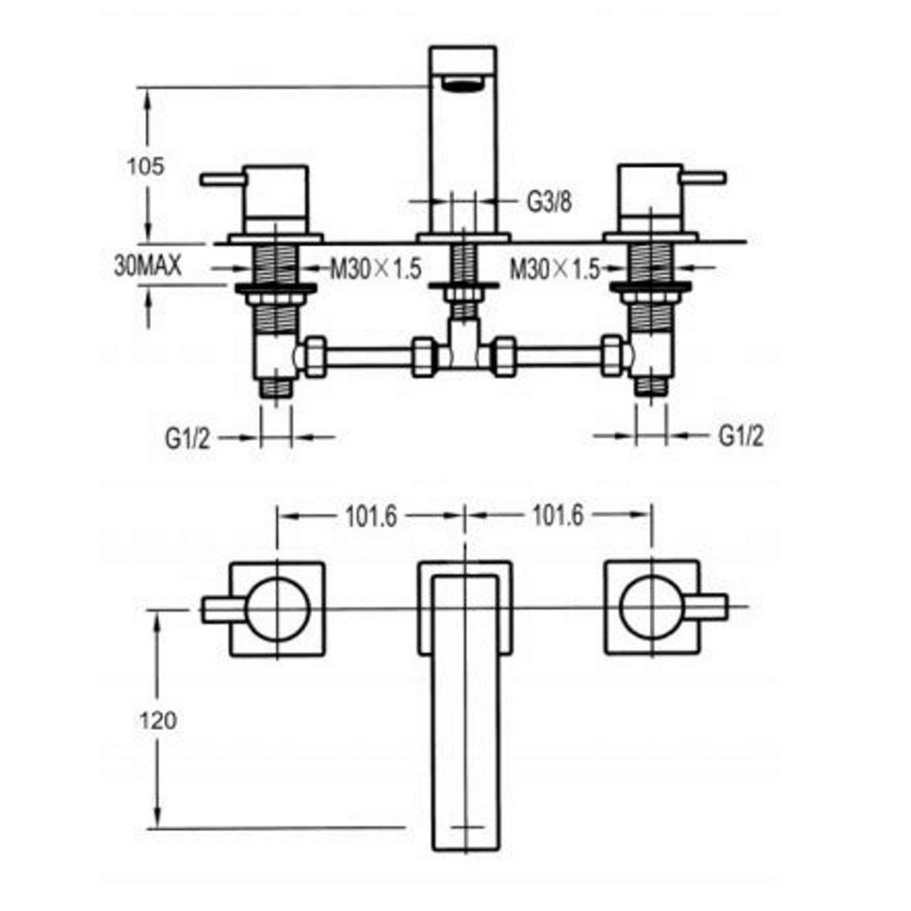 Siadaw Casella 3 Hole Basin Mixer 120mm Spout 100567