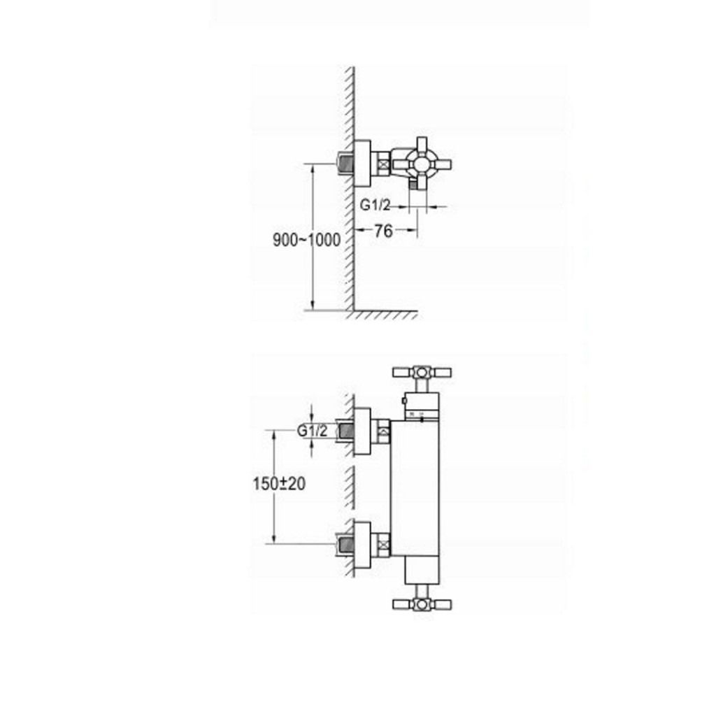 Siadaw Mini Cross Thermostatic Bar Shower Valve 100523