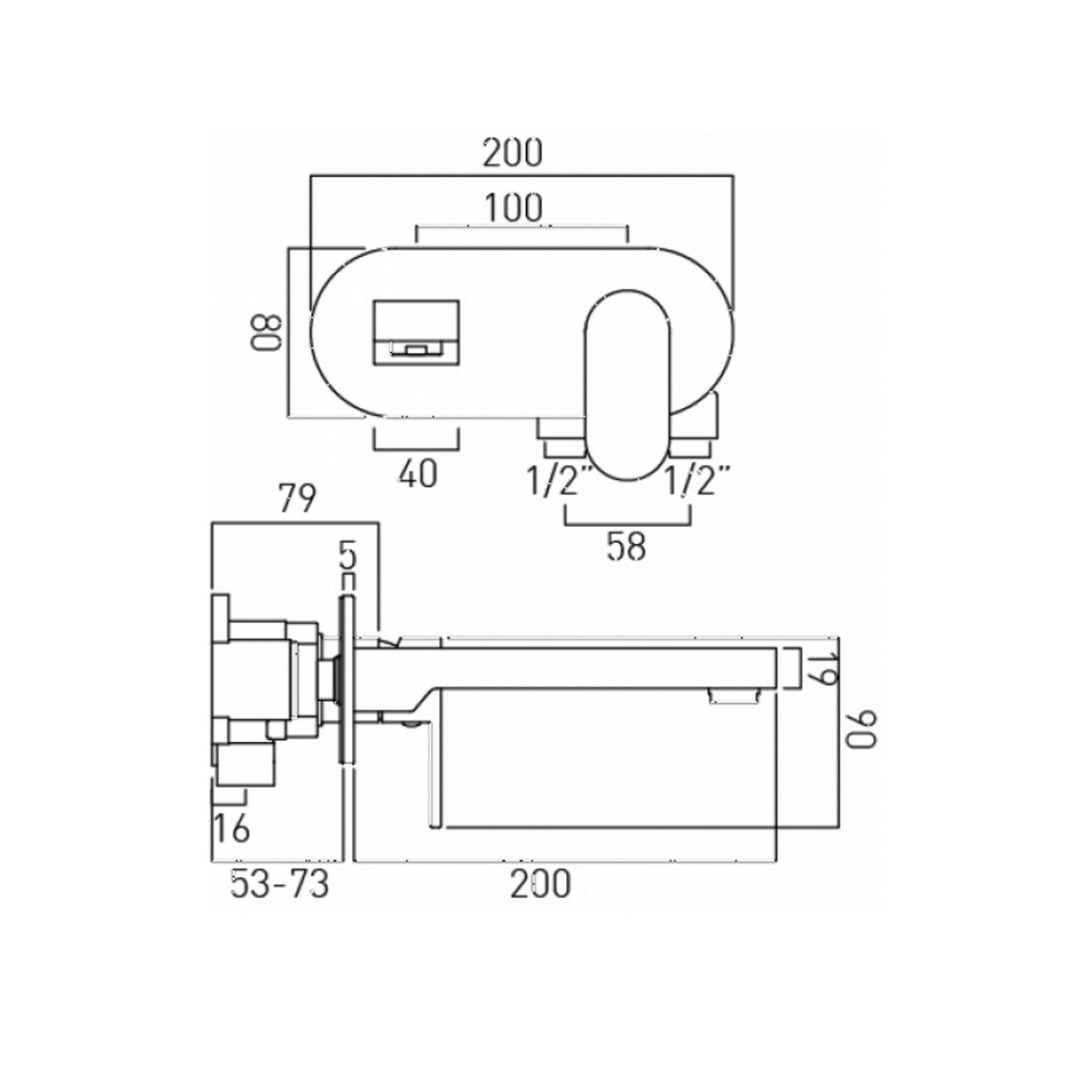 Vado Life 2 Hole Basin Mixer 200mm Spout LIF-109S/A-200-C/P