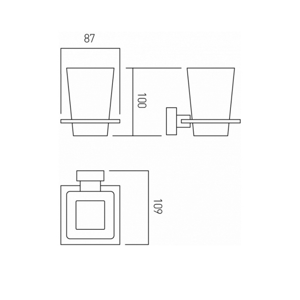 Vado Square Tumbler and Holder Wall Mounted SQU-183-CP