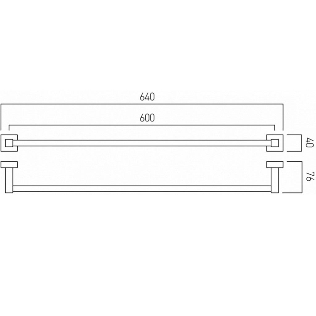 Vado Square Towel Rail 600mm Wall Mounted SQU-184-CP