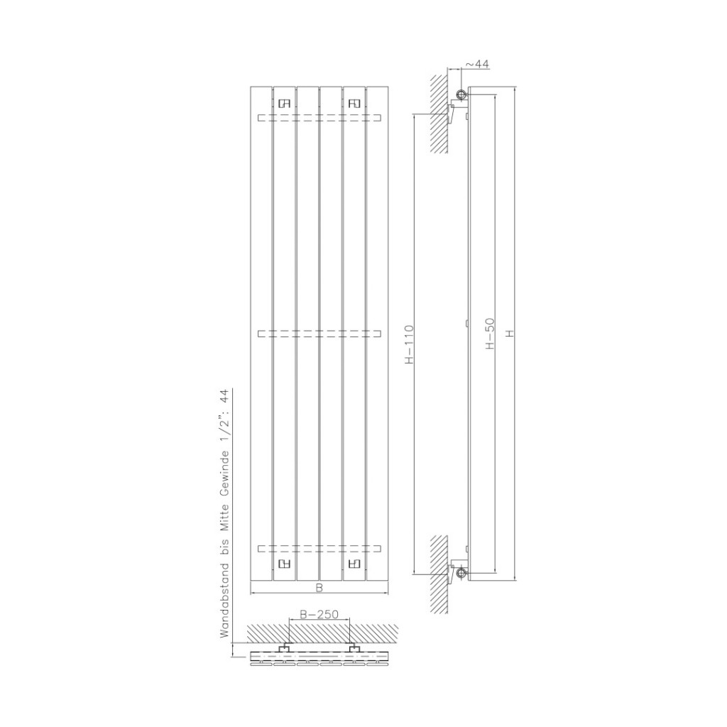 Eucotherm Mars Vertical Designer Radiator - White EMAV