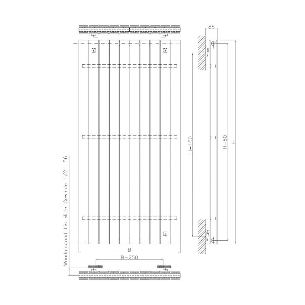 Eucotherm Mars Duo Vertical Designer Radiator - White EMADV