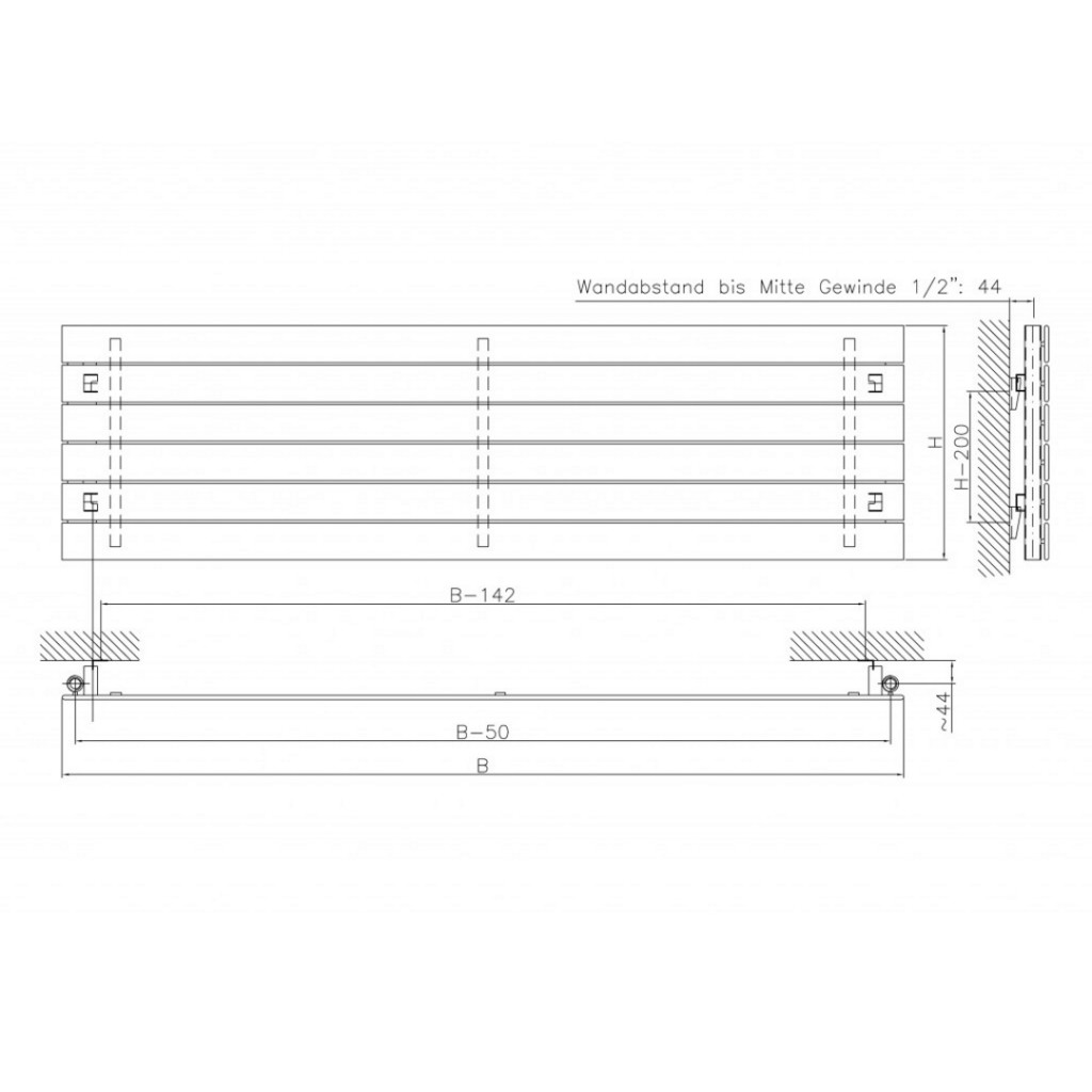 Eucotherm Mars Horizontal Designer Radiator - White EMAH