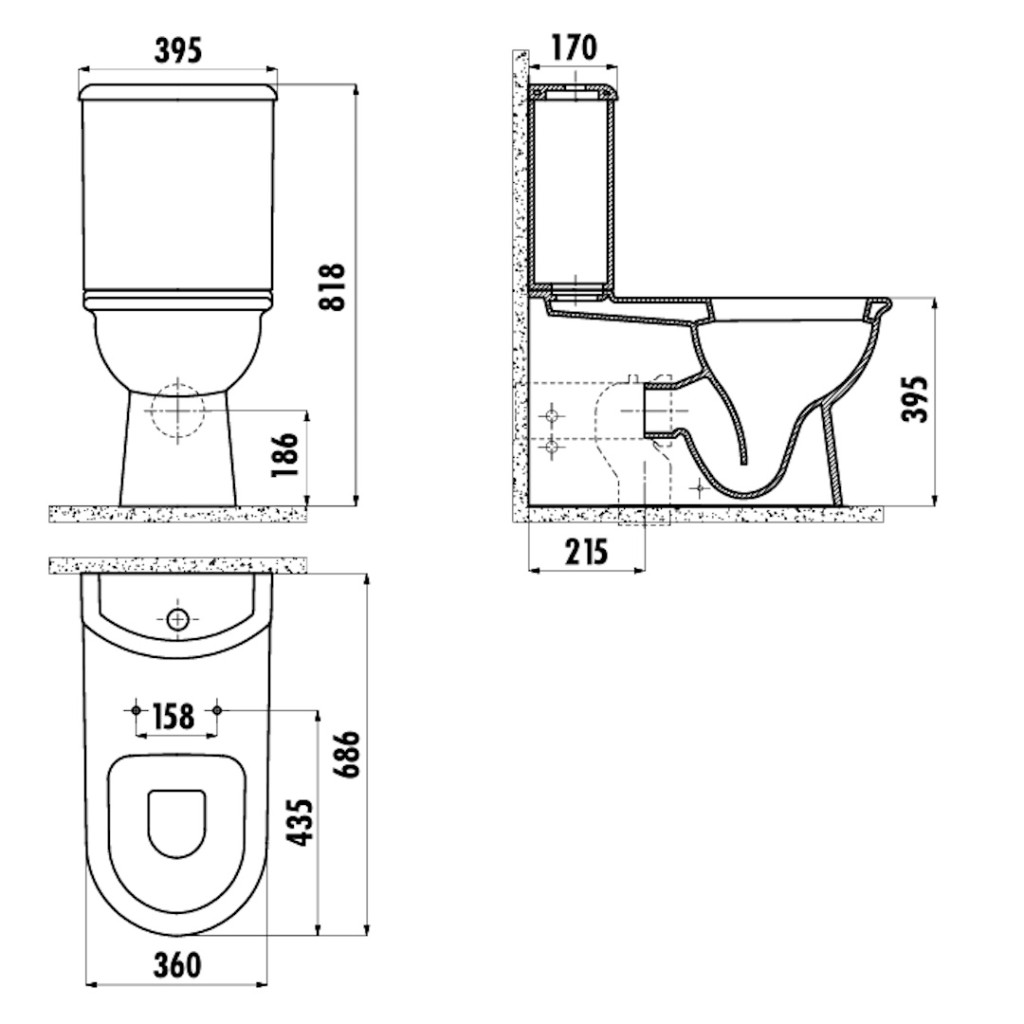 Creavit Selin Close Coupled Back to Wall WC SL310.00100