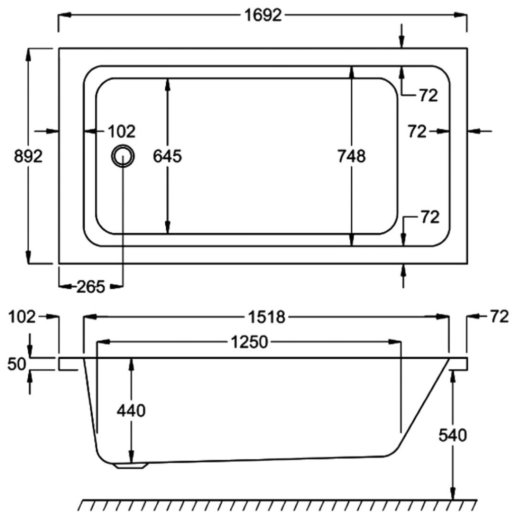 Carron Quantum Single Ended Bath 1700mm x 900mm