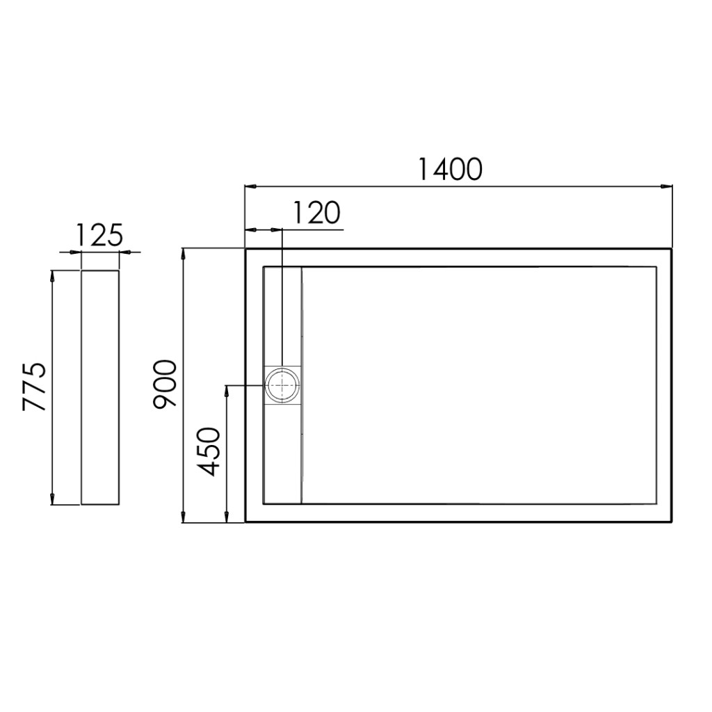 Roman Showers Tray - Infinity Rectangle Shower Tray 1400mm x 900mm