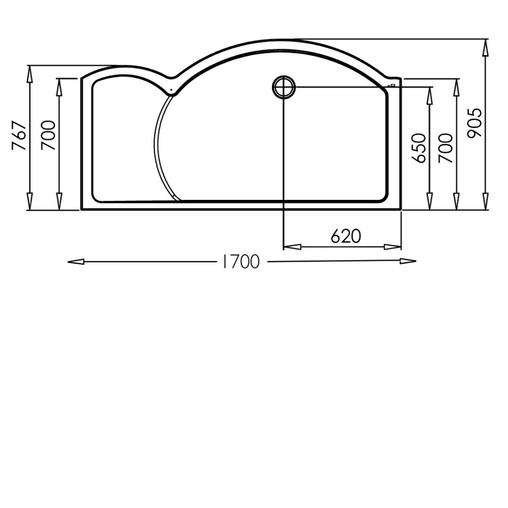 Roman Showers Lumin8 1700 Colossus Tray 1700mm X 700mm