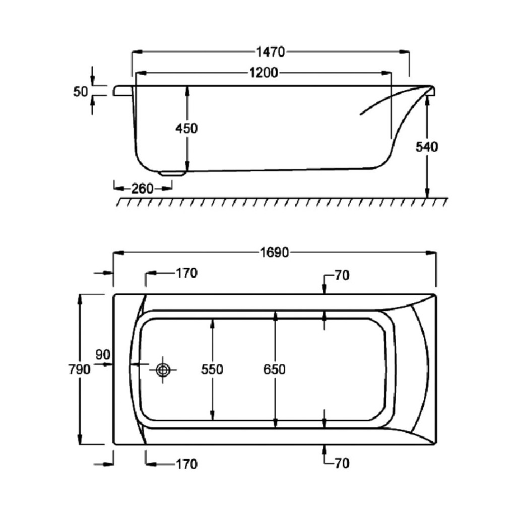 Carron Sigma Single Ended Bath 1700mm x 800mm