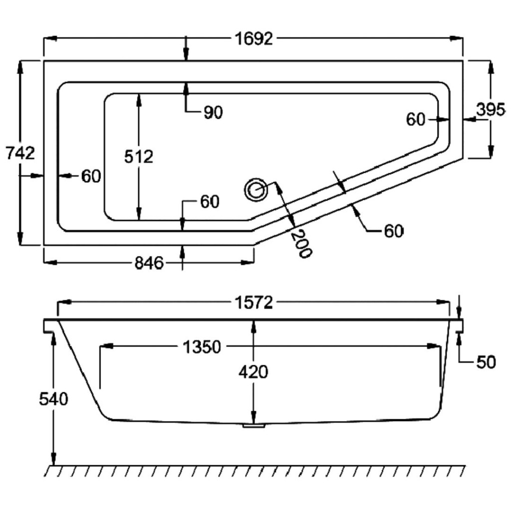 Carron Quantum Spacesaver Single Ended Bath 1700mm x 750mm