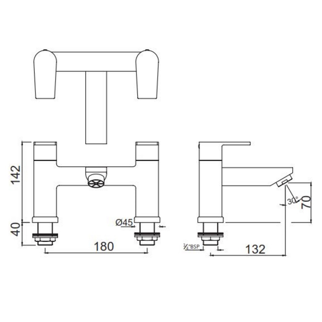 Jaquar Aria 2 Hole H Type Bath Filler ARI-CHR-39223