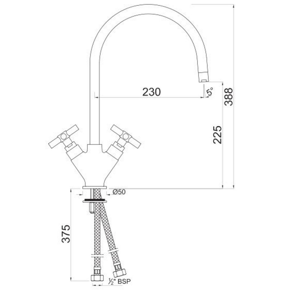 Jaquar Solo Curved Spout Mono Basin Mixer SOL-CHR-6167B