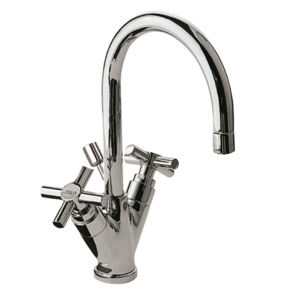 Jaquar Solo Curved Spout Mono Basin Mixer With Pop Up Waste SOL-CHR-6169B