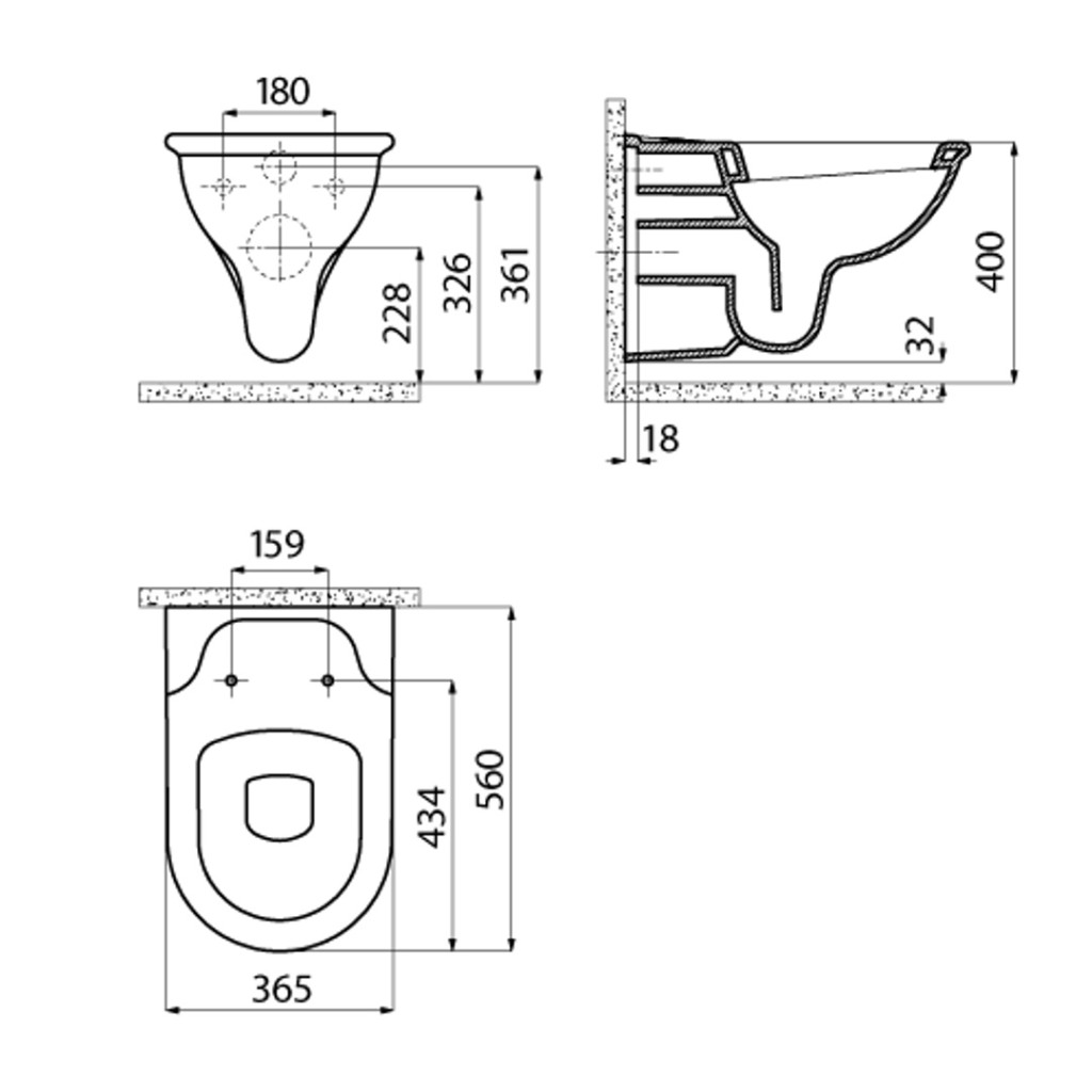 Creavit Selin Combined Bidet - Wall Hung SL320.00000