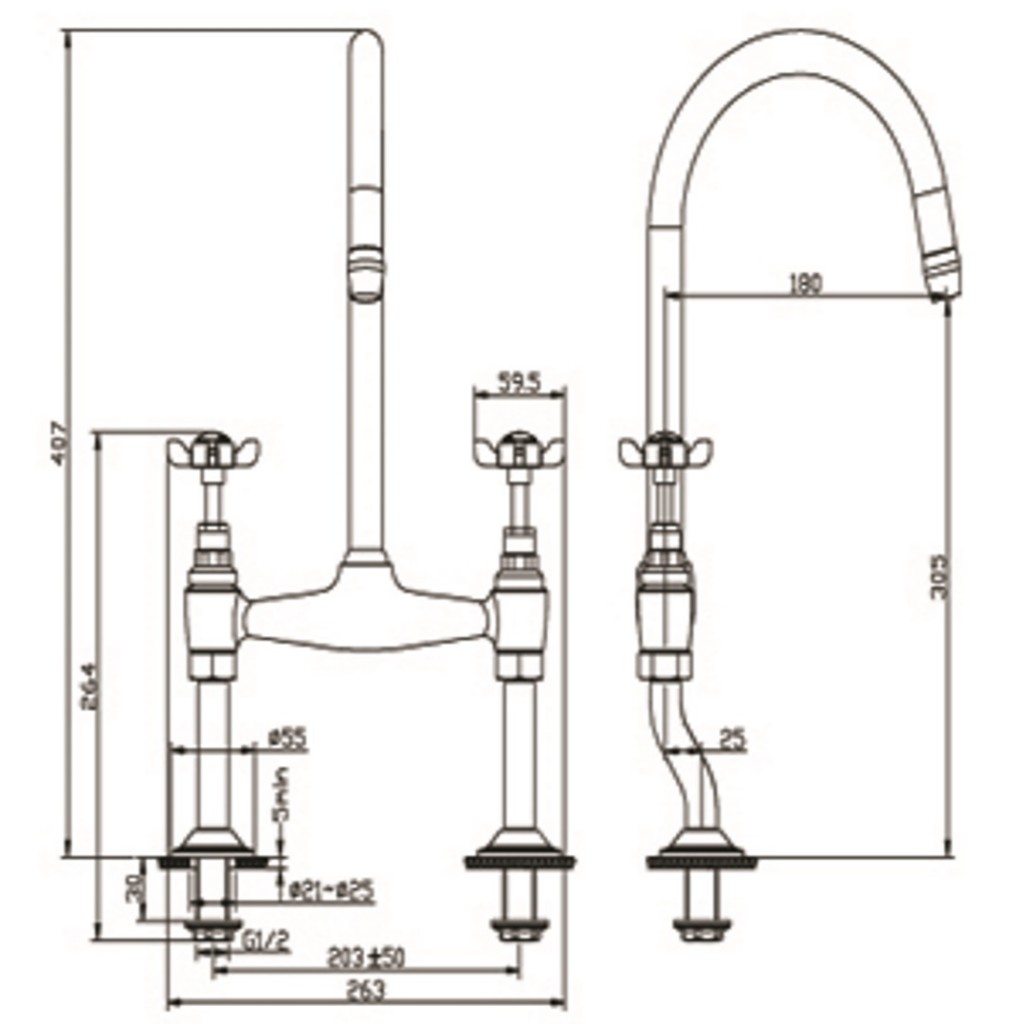 Mayfair Edwardian Bridge Kitchen Sink Mixer Brushed Nickel KIT207
