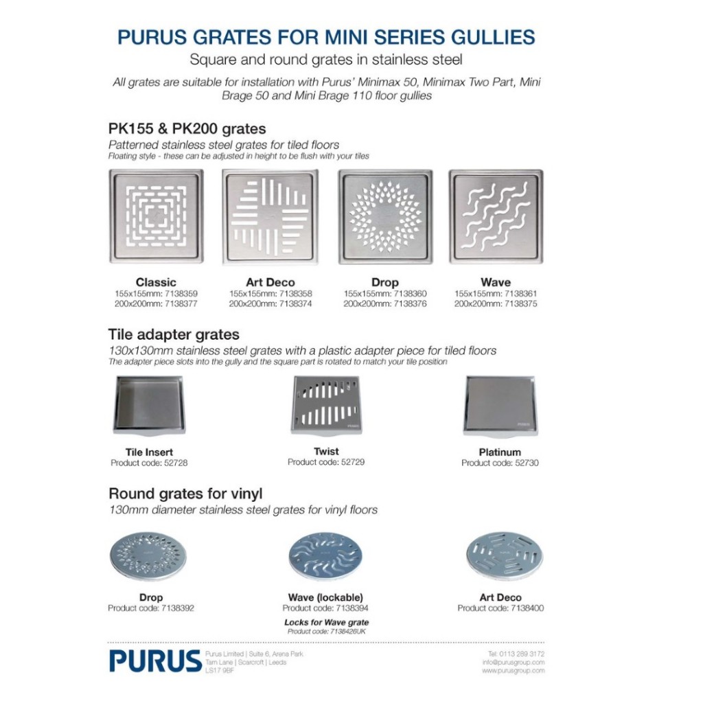 Purus Stainless Steel Bigg 110 R Floor Gully 7102835