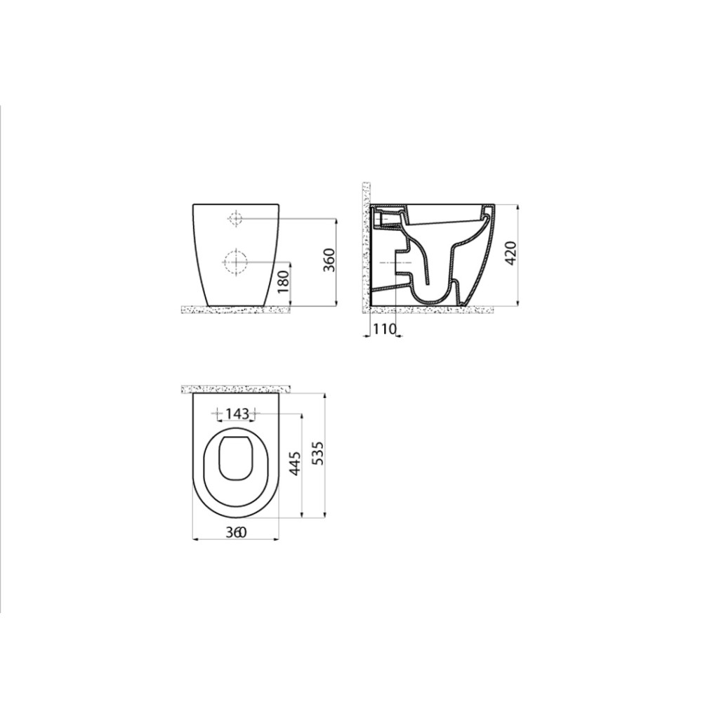 Creavit Free Back to Wall Pan FE350.00100