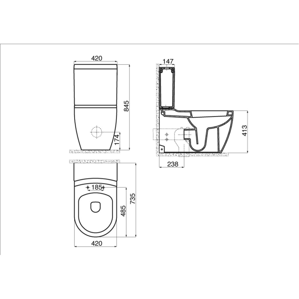 Creavit Grande XL Combined Bidet Close Coupled - Back To Wall GR360.00000