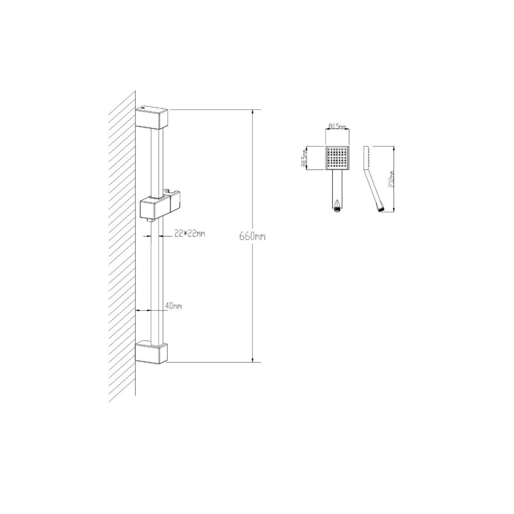 Mayfair Kubo Thermostatic Bar Valve Including Kit and Handset KUB066