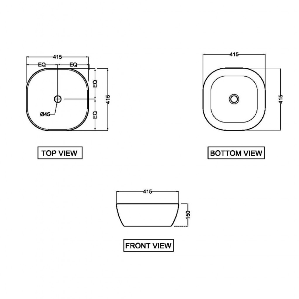 X Jaquar JDS Thin Rim Counter Top Basin JDS-BLM-25911 JDS-WHM-25911