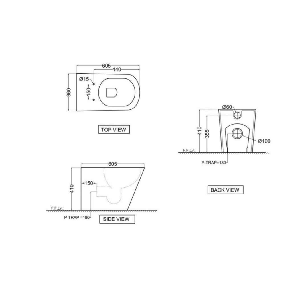 X Jaquar Aria Rimless Back to Wall WC ARS-WHT-39955P180UFSM