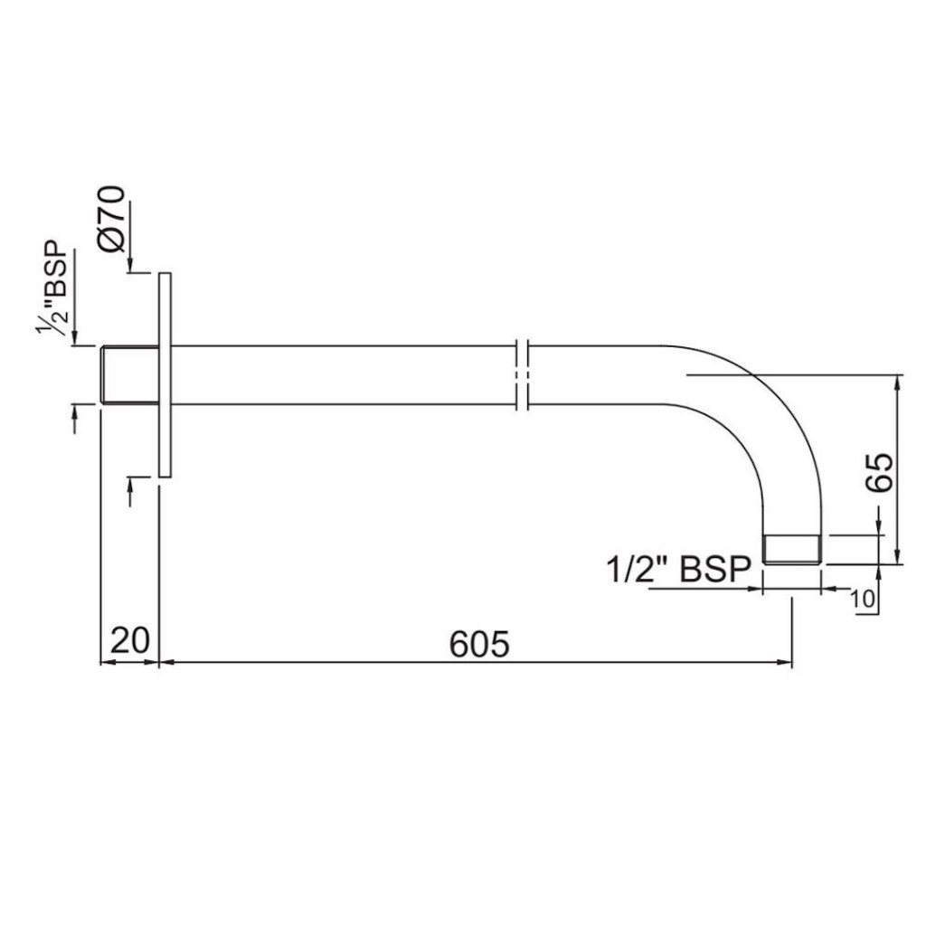 Jaquar Round Shower Arm 450mm SHA-CHR-479L450