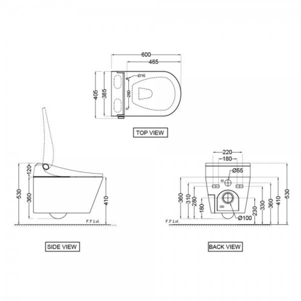 X Jaquar Artize Luxelet Fully Automatic Rimless Wall Hung WC IAS-BLW-79953BIPP